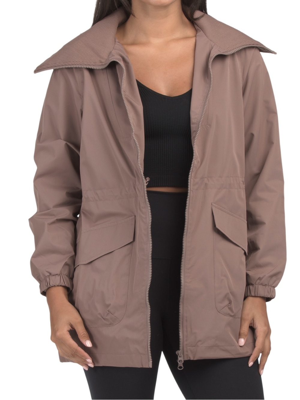 Mondetta Women’s Taupe Lightweight Zip-Front Jacket